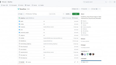 MusePose: 이미지 1장과 Pose로 영상 생성